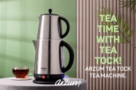 Arzum Tea Tock Electric Turkish Tea Maker, Stainless Steel, 2200W