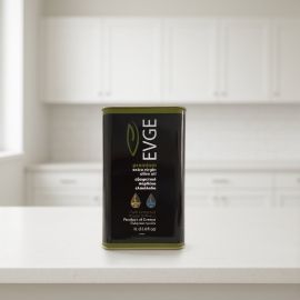 EVGE Black Label Extra Virgin Olive Oil, 1 L Tin, 2026 Collection — front pack