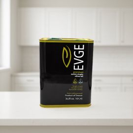 EVGE Black Label Extra Virgin Olive Oil, 3 L Tin, 2026 Collection — front pack