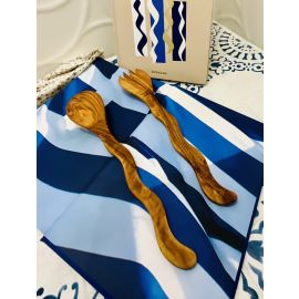 Handmade Greek Olive Wood Fork & Spoon Set — lifestyle view