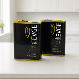 EVGE Black Label Extra Virgin Olive Oil Duo, 2 × 3 L Tins, 2025 Collection — front view