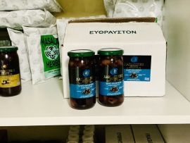 Laconian Taste Greek Pitted Kalamata Olives, Glass Jar, 340 g — lifestyle view