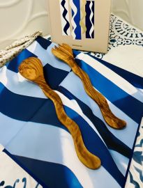Handmade Greek Olive Wood Fork & Spoon Set — lifestyle view