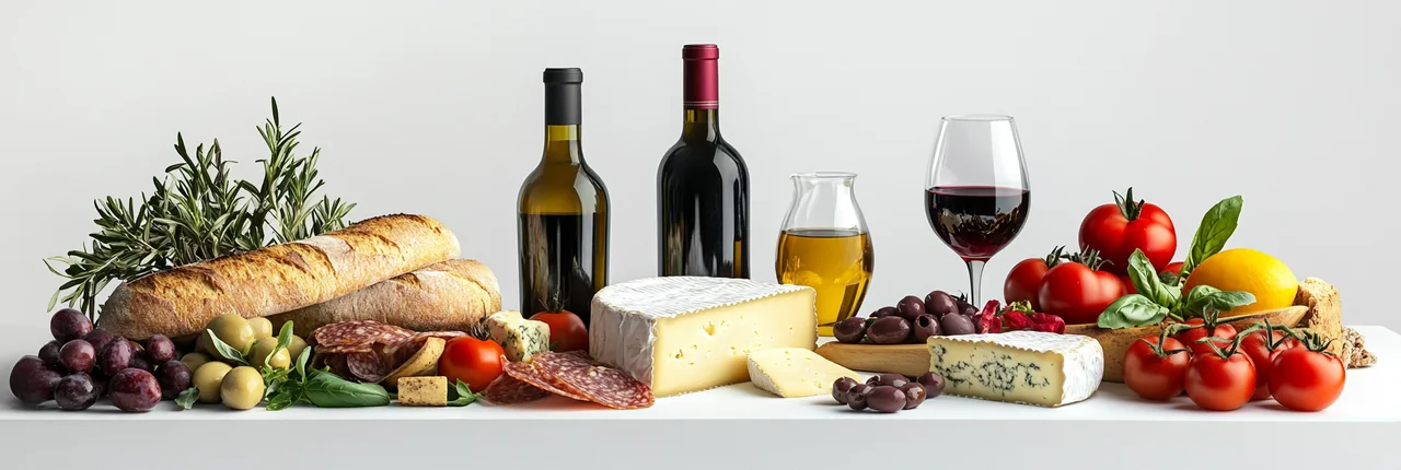 An inviting Mediterranean table with bread, olives and shared plates