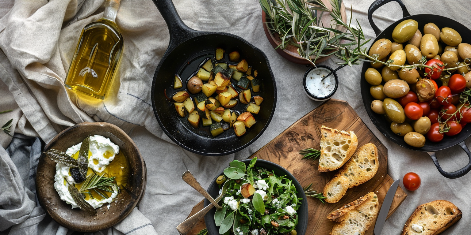 Elegant_Mediterranean_flatlay_with_four_olive_oil